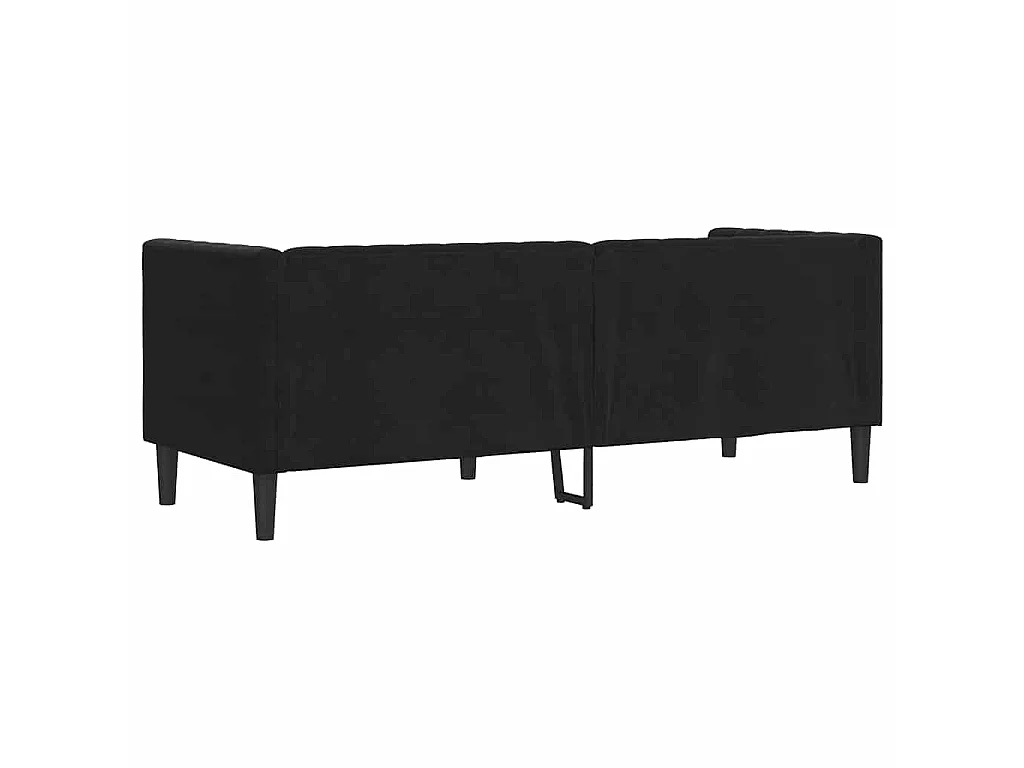 Divano Chesterfield con Rinforzi 3 Posti Nero in Velluto