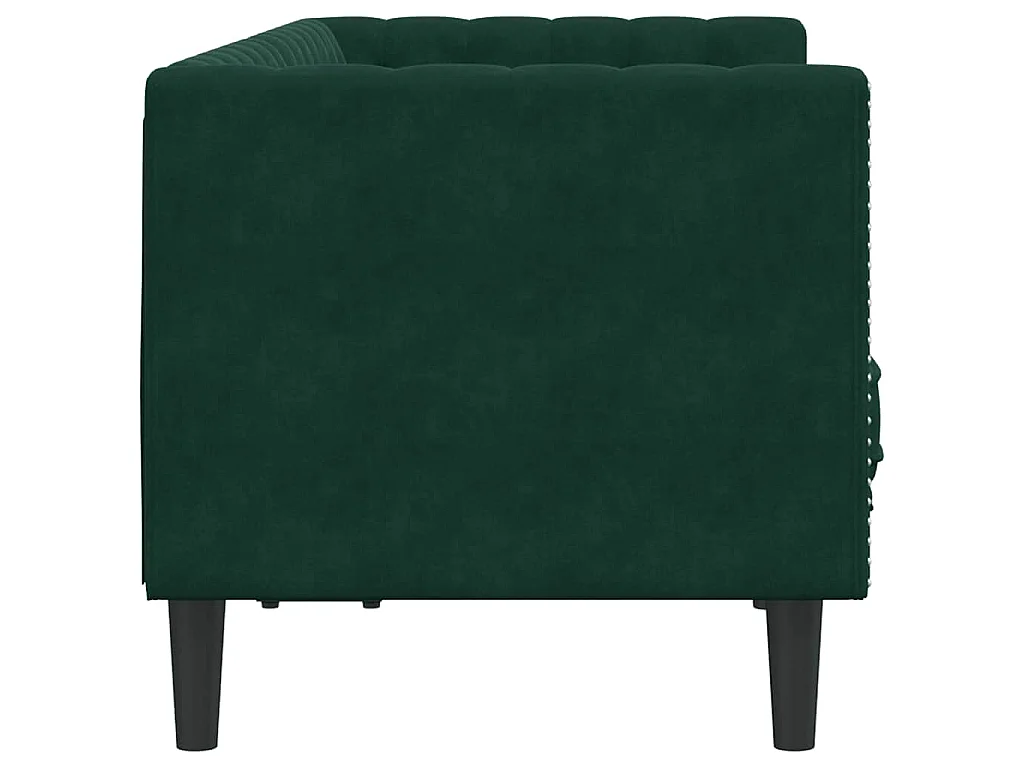 Sofá Chesterfield 2 plazas con cojines terciopelo verde oscuro