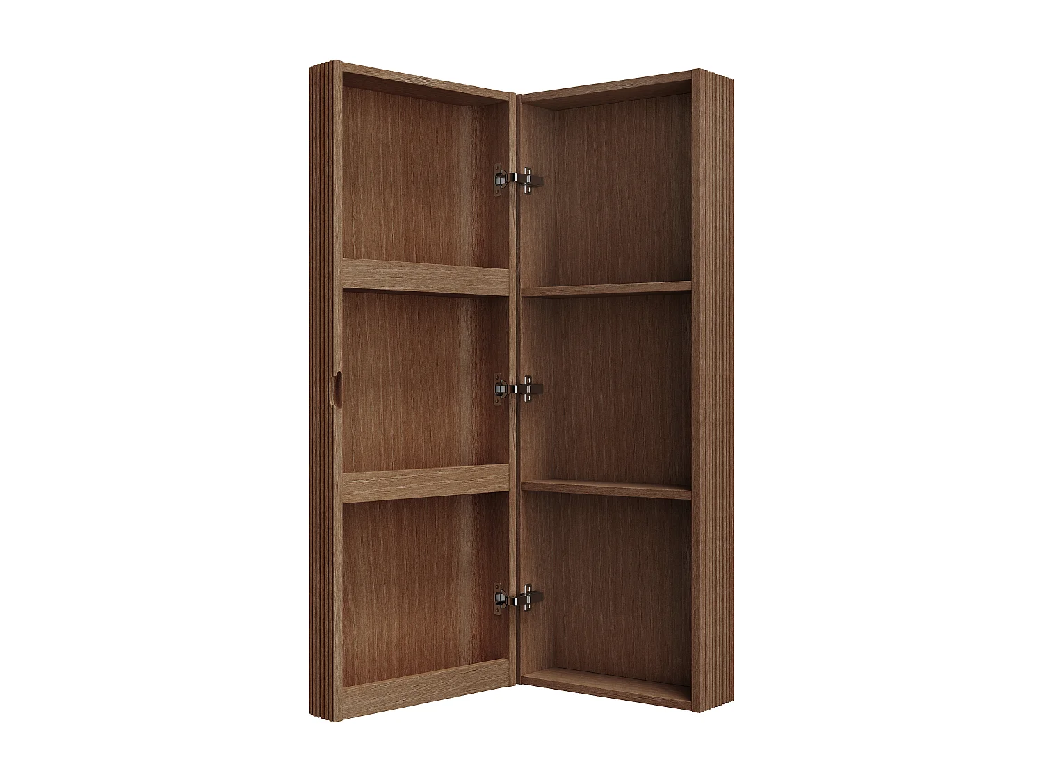 Mobile bagno sospeso scanalato in legno di frassino con doppio lavabo da incasso e colonna - Naturale scuro - 120 cm - BULMAS