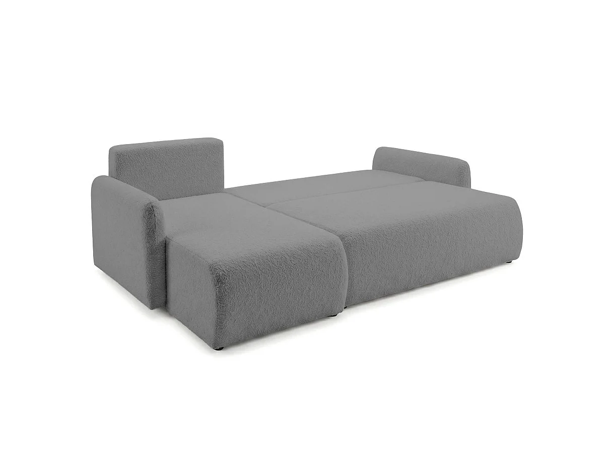 Canapé dangle convertible réversible ALYA avec coffre en tissu bouclette - Gris anthracite