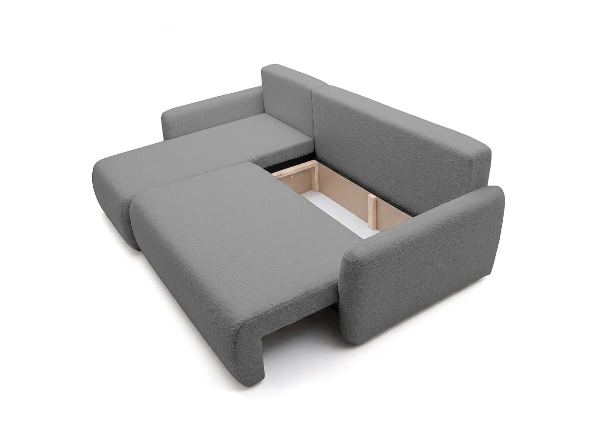 Canapé dangle convertible réversible ALYA avec coffre en tissu bouclette - Gris anthracite