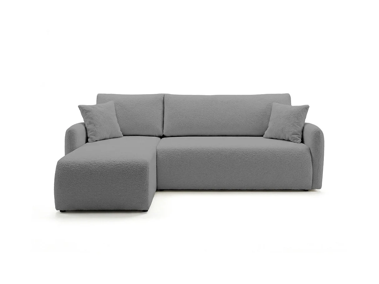 Canapé dangle convertible réversible ALYA avec coffre en tissu bouclette - Gris anthracite
