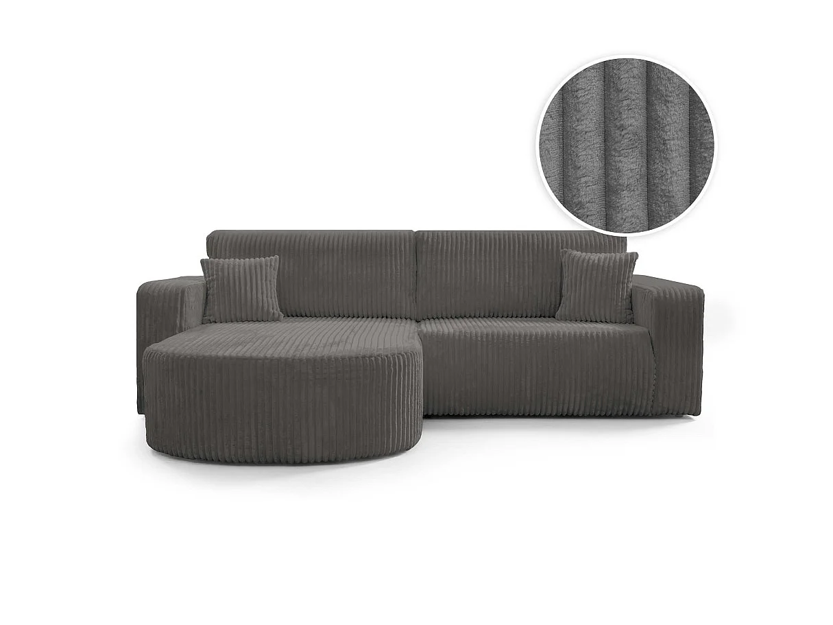KIARA - Canapé droit 3p Vcot Gris anthracite