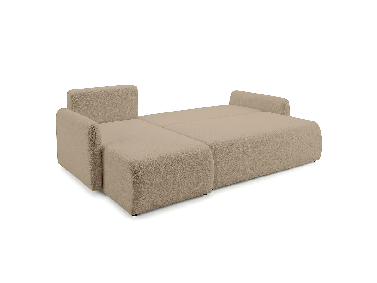 Canapé dangle convertible réversible ALYA avec coffre en tissu bouclette - Taupe
