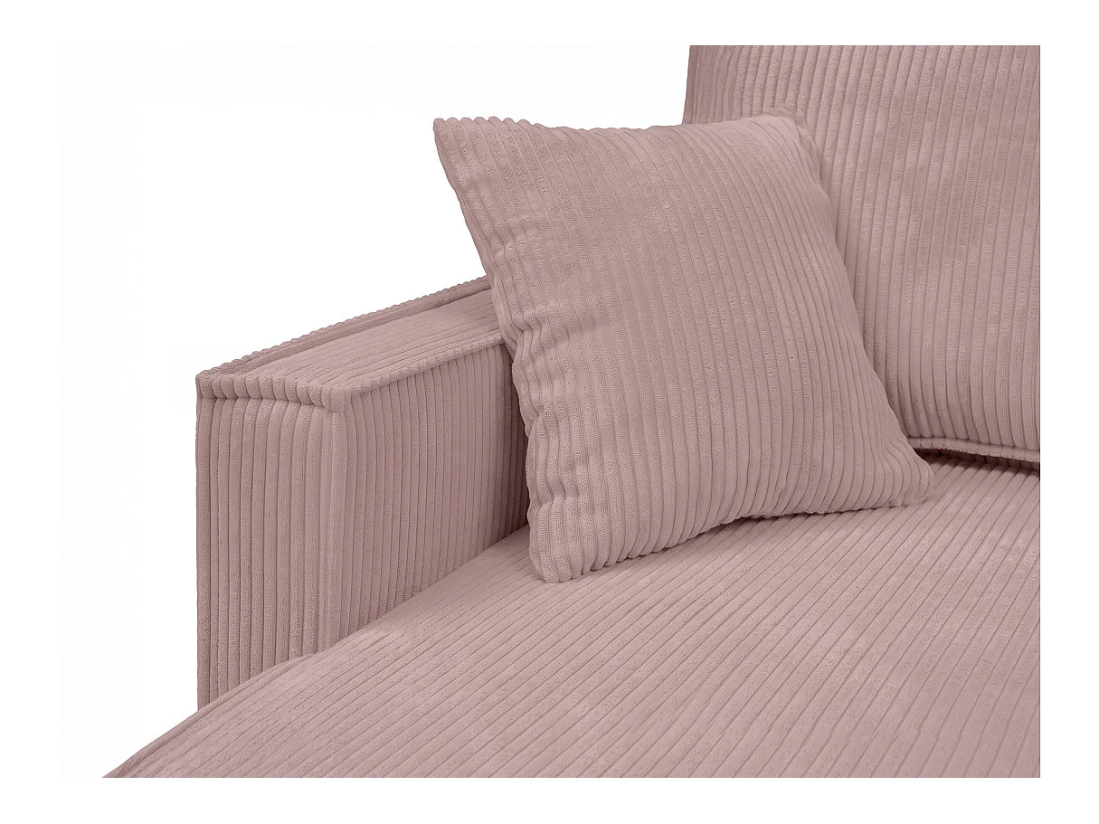 Canapé d'angle max FARAH réversible convertible 5 places avec coffre en velours côtelé - Rose