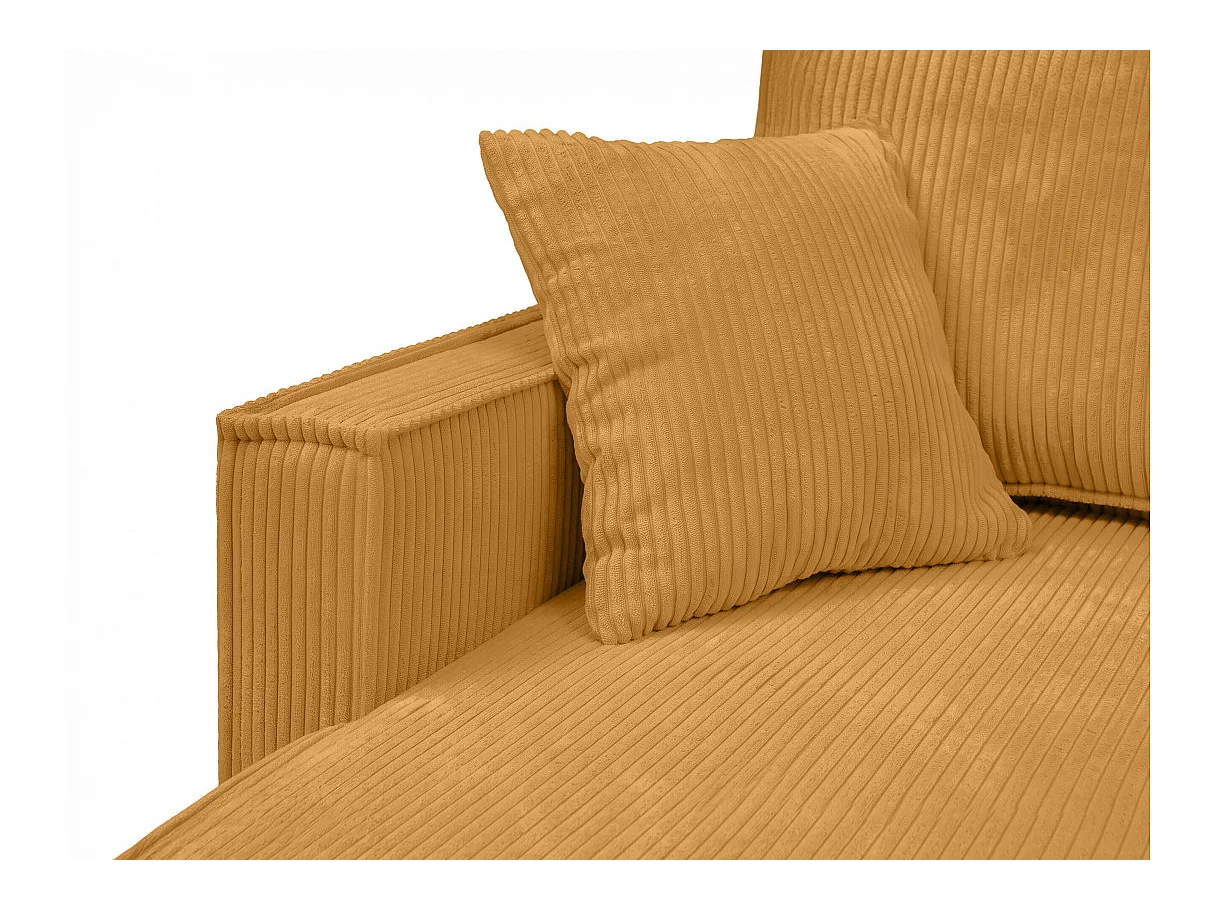 Canapé dangle réversible convertible 4 places FARAH avec coffre en velours côtelé - Jaune