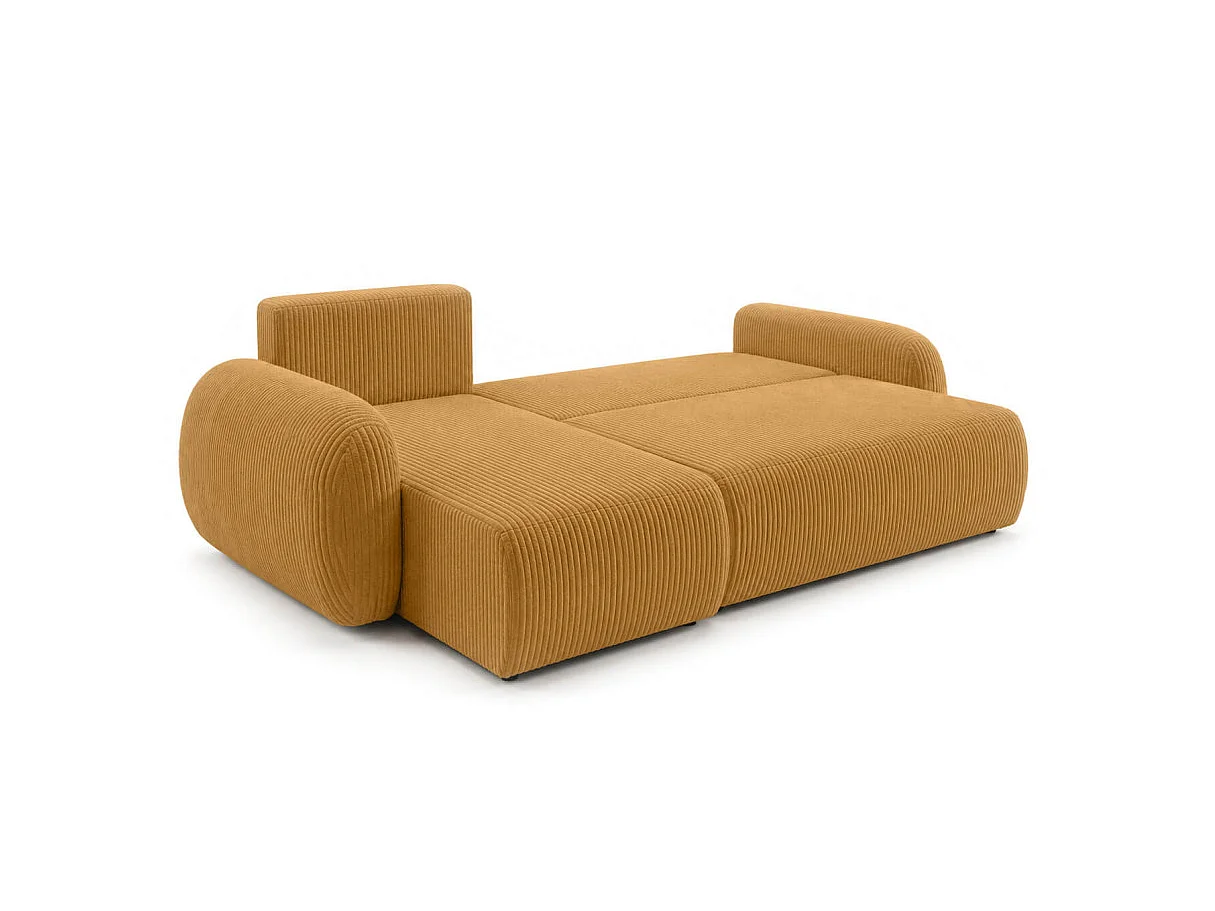 Canapé dangle convertible et réversible ALYA avec coffre en velours côtelé - Jaune