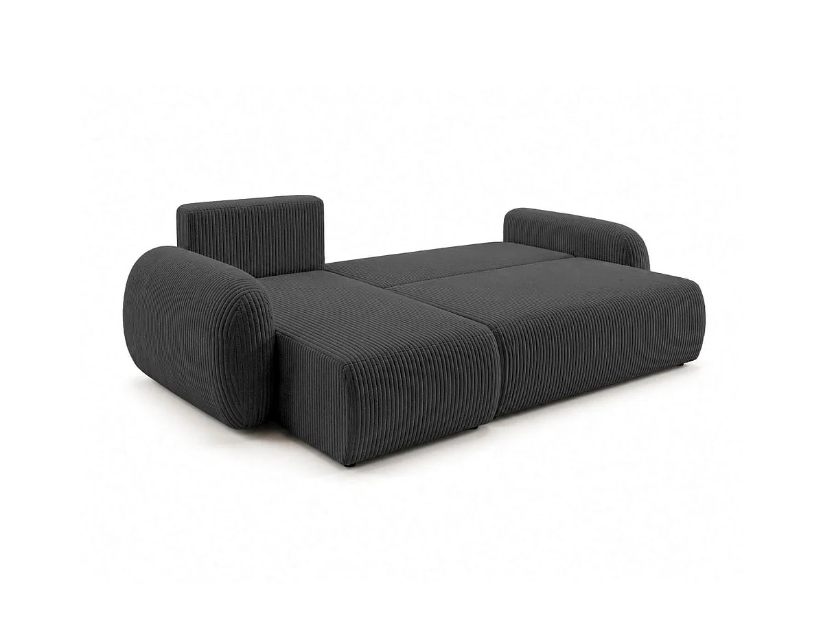Canapé dangle convertible et réversible ALYA avec coffre en velours côtelé - Gris