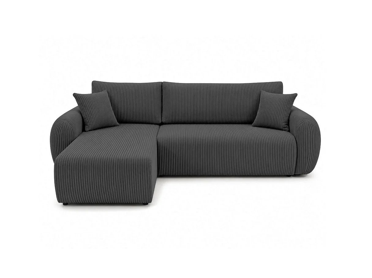Canapé dangle convertible et réversible ALYA avec coffre en velours côtelé - Gris