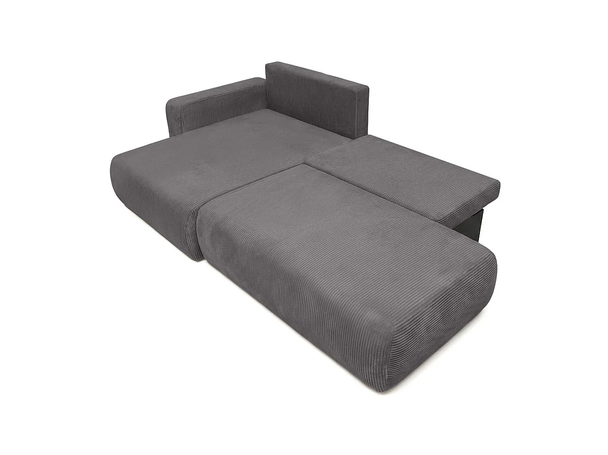Canapé d'angle ALYA max fixe et convertible en velours côtelé - Gris anthracite - gauche