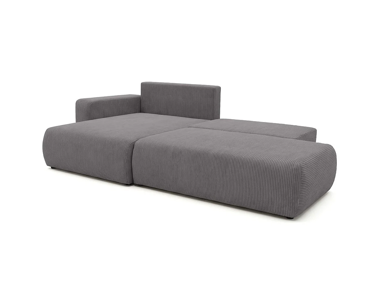 Canapé d'angle ALYA max fixe et convertible en velours côtelé - Gris anthracite - gauche