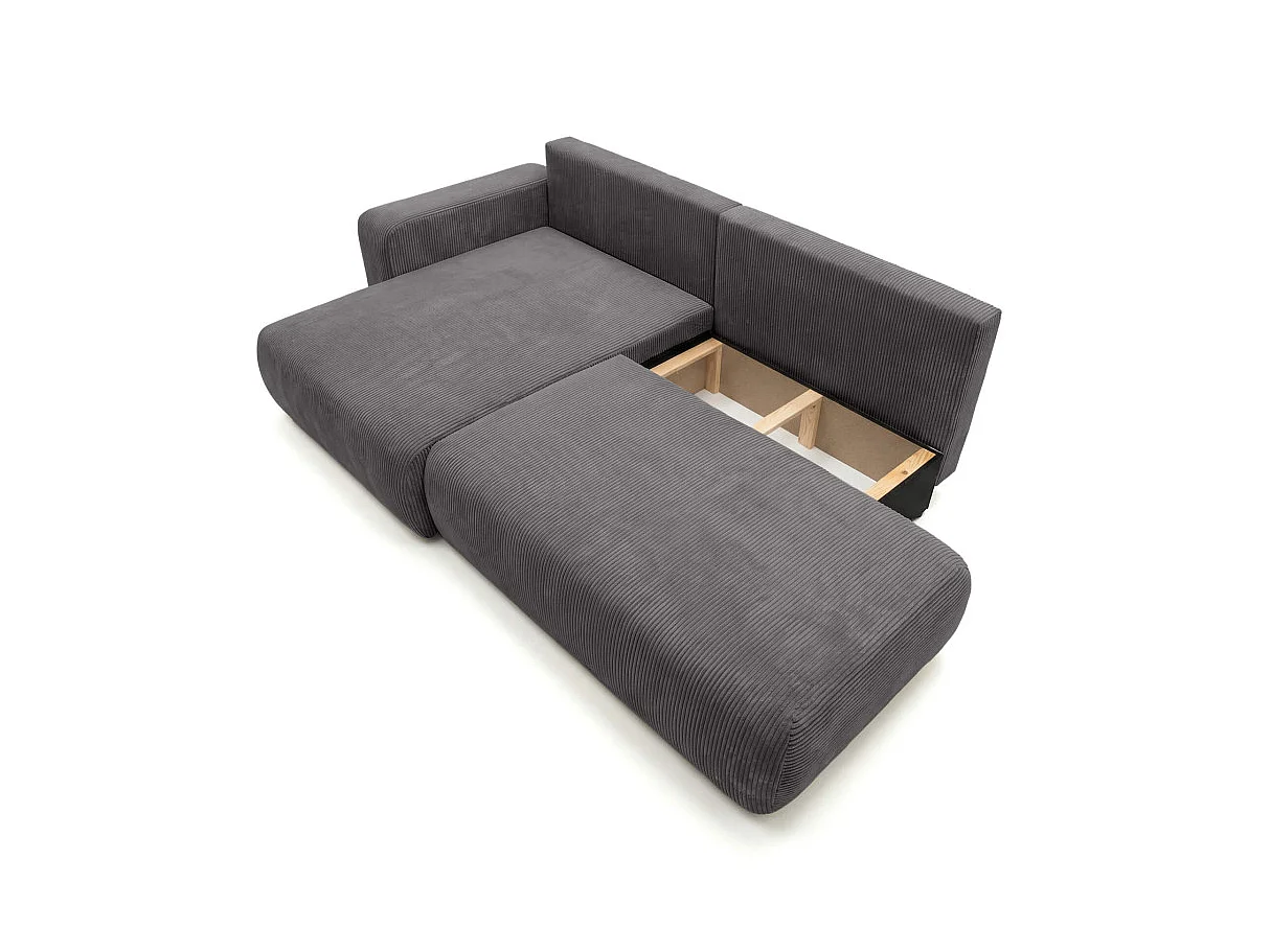 Canapé d'angle ALYA max fixe et convertible en velours côtelé - Gris anthracite - gauche
