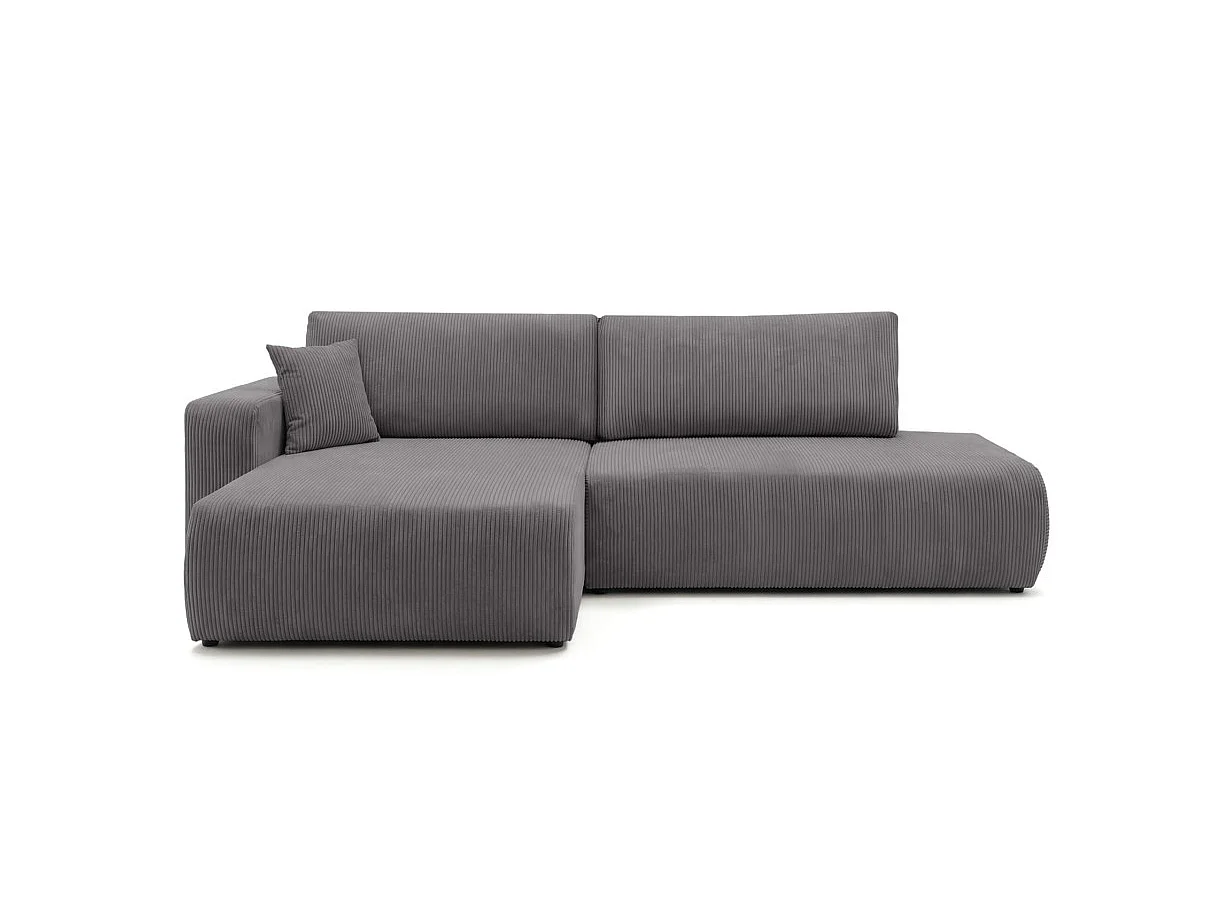 Canapé d'angle ALYA max fixe et convertible en velours côtelé - Gris anthracite - gauche