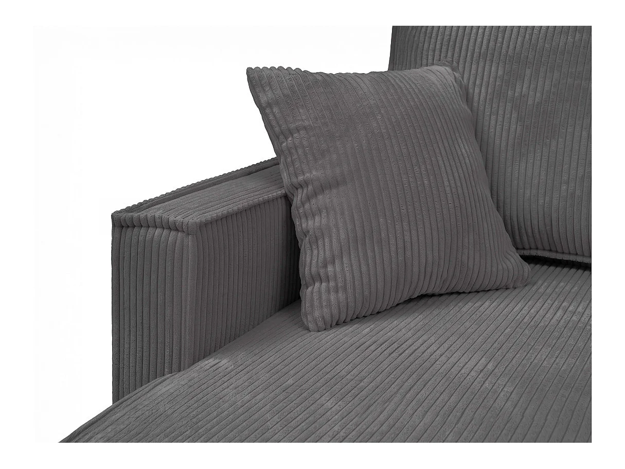 Canapé d'angle max FARAH réversible convertible 5 places avec coffre en velours côtelé - Gris anthracite