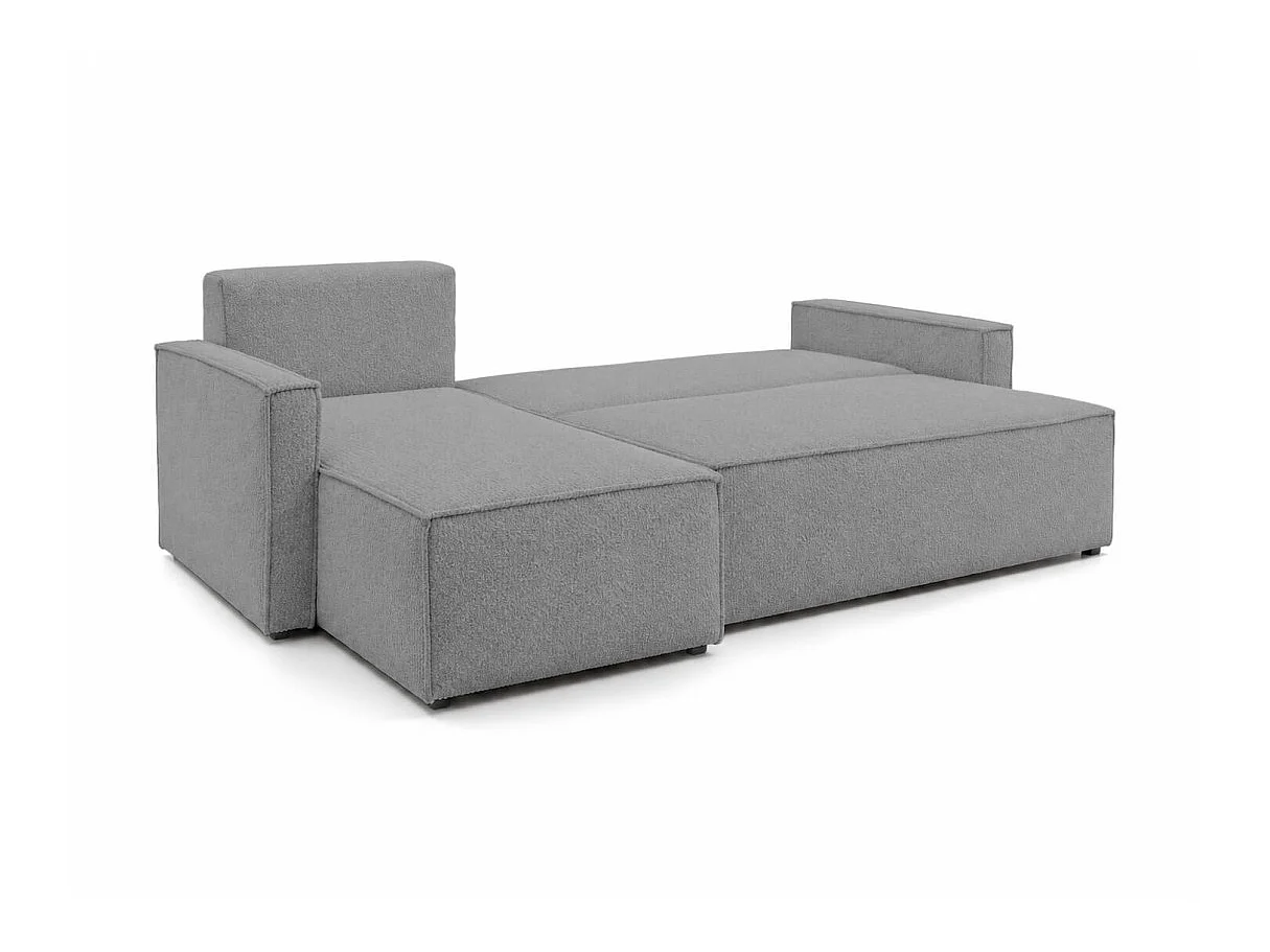 Canapé d'angle réversible convertible 4 places FARAH en tissu bouclette généreuse - Gris anthracite