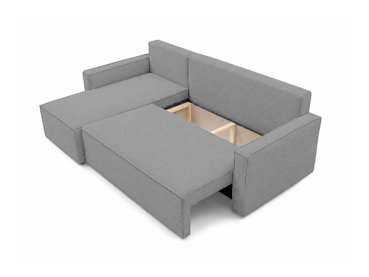 Canapé d'angle réversible convertible 4 places FARAH en tissu bouclette généreuse - Gris anthracite
