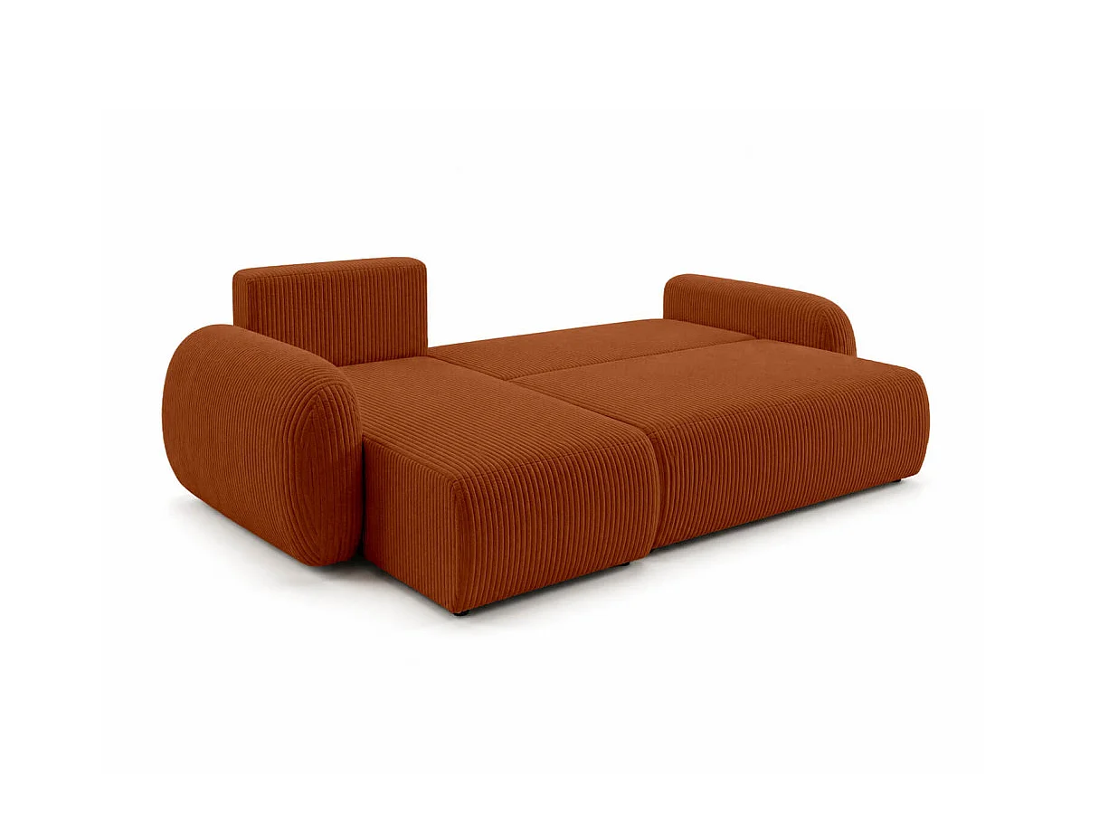 Canapé dangle convertible et réversible ALYA avec coffre en velours côtelé - Terracotta