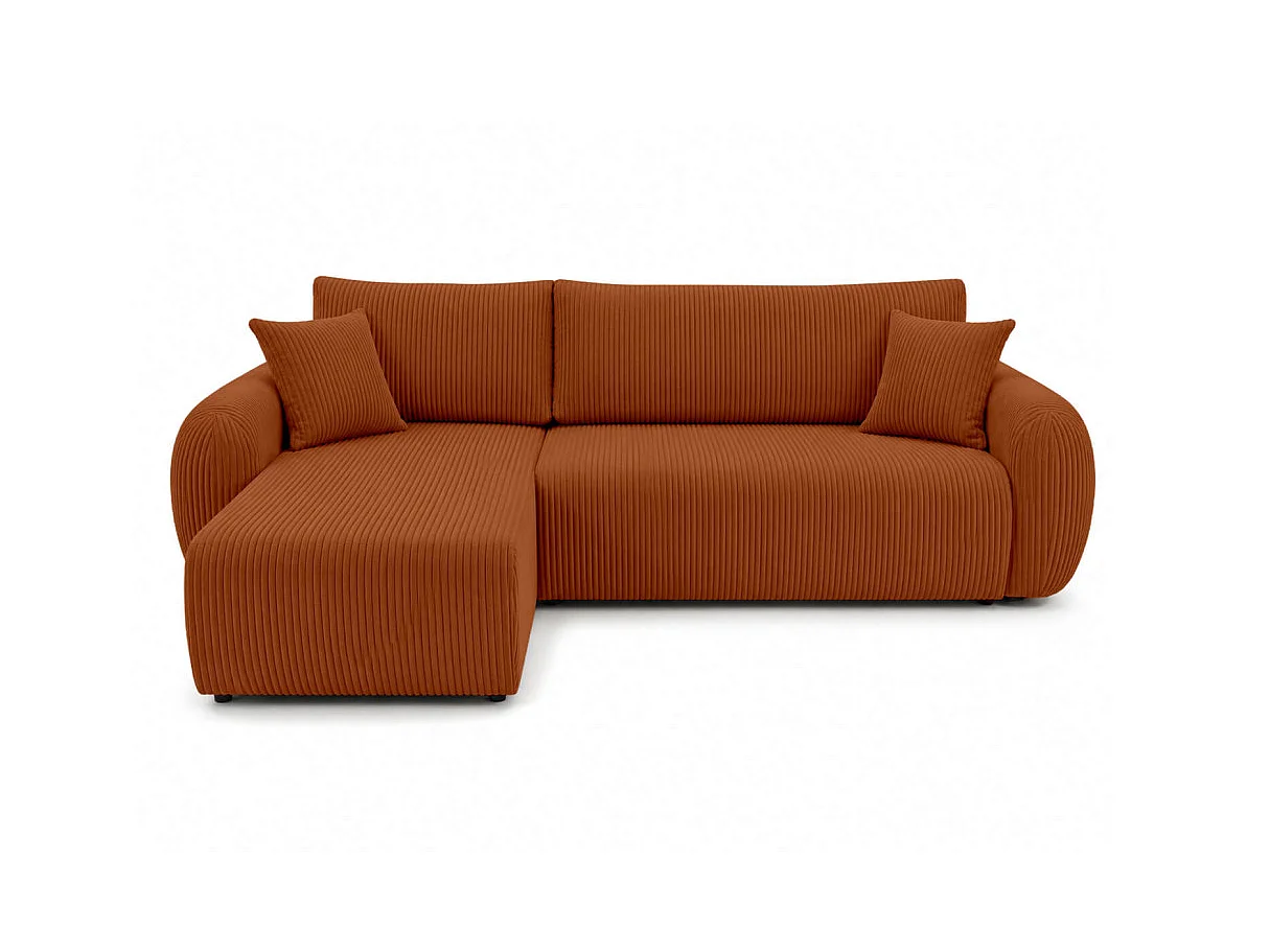 Canapé dangle convertible et réversible ALYA avec coffre en velours côtelé - Terracotta