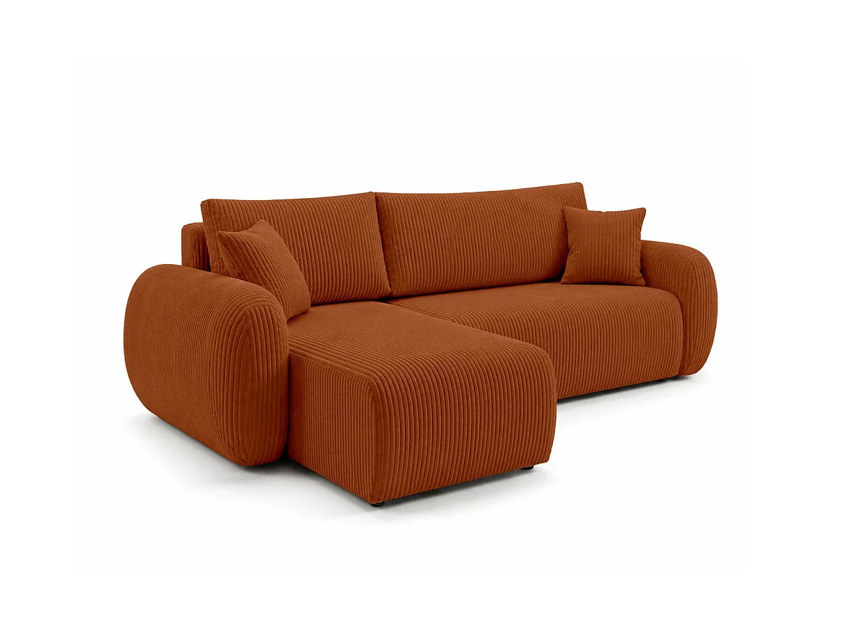 Canapé dangle convertible et réversible ALYA avec coffre en velours côtelé - Terracotta