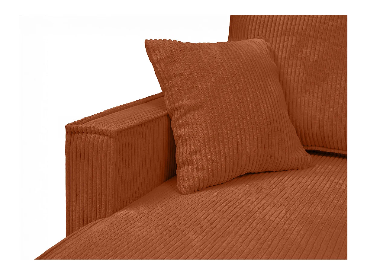 Canapé dangle réversible convertible 4 places FARAH avec coffre en velours côtelé - Terracotta