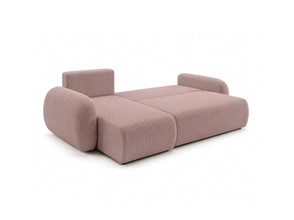 Canapé dangle convertible et réversible ALYA avec coffre en velours côtelé - Rose