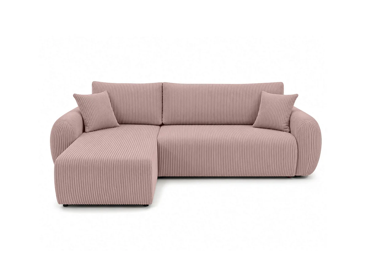 Canapé dangle convertible et réversible ALYA avec coffre en velours côtelé - Rose