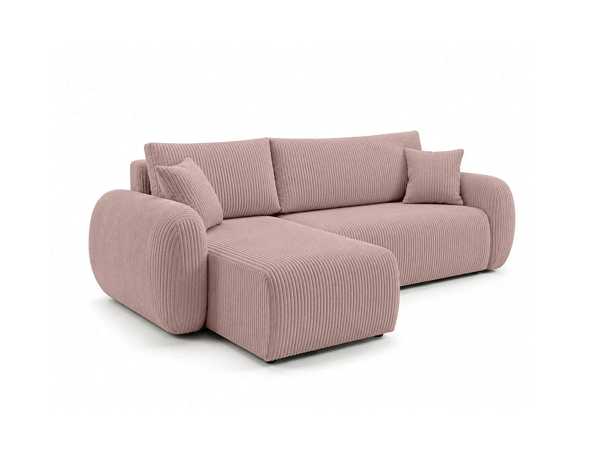 Canapé dangle convertible et réversible ALYA avec coffre en velours côtelé - Rose