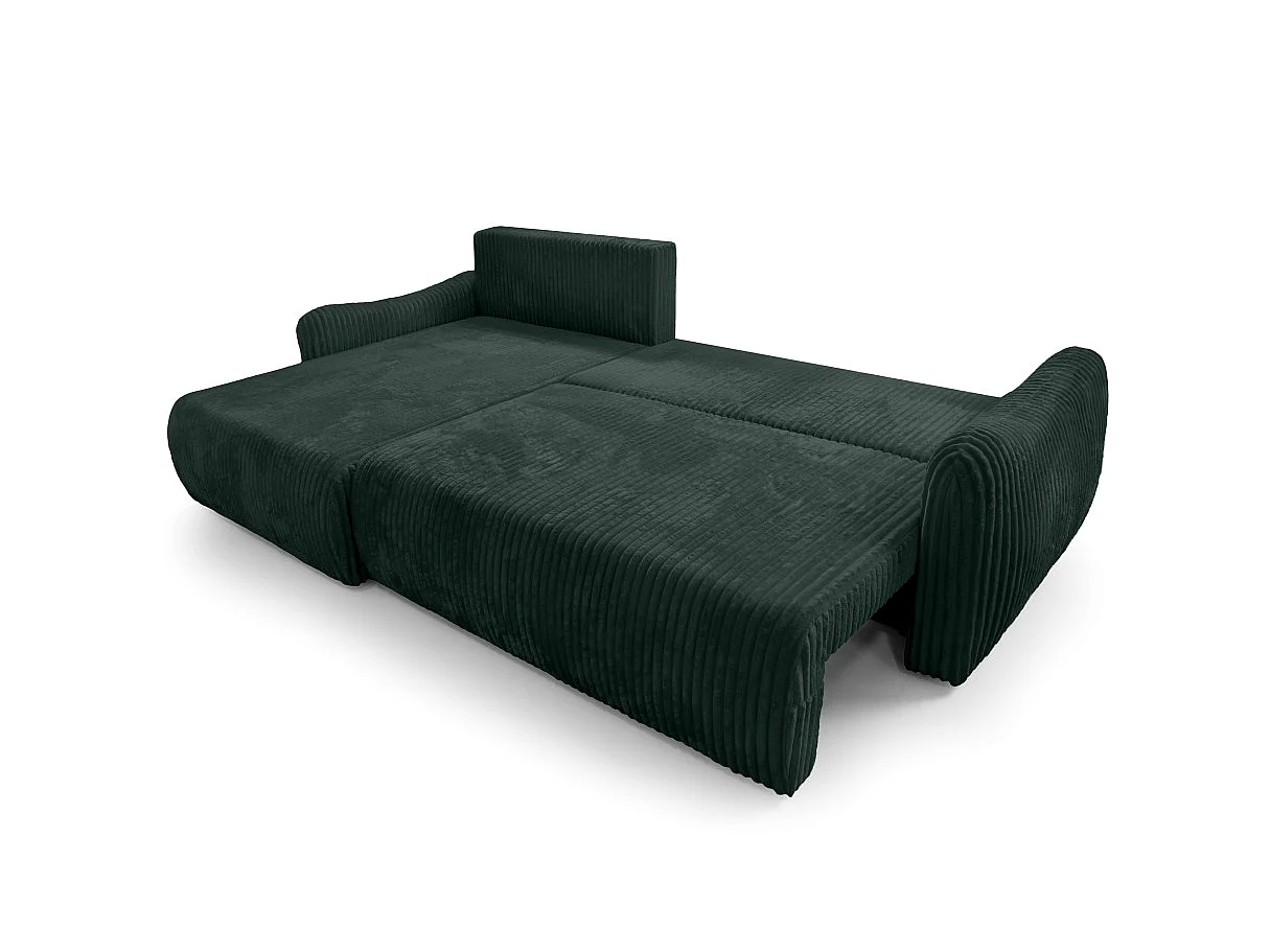 Canapé d'angle APOLINE réversible convertible avec coffre en velours côtelé - Vert foncé