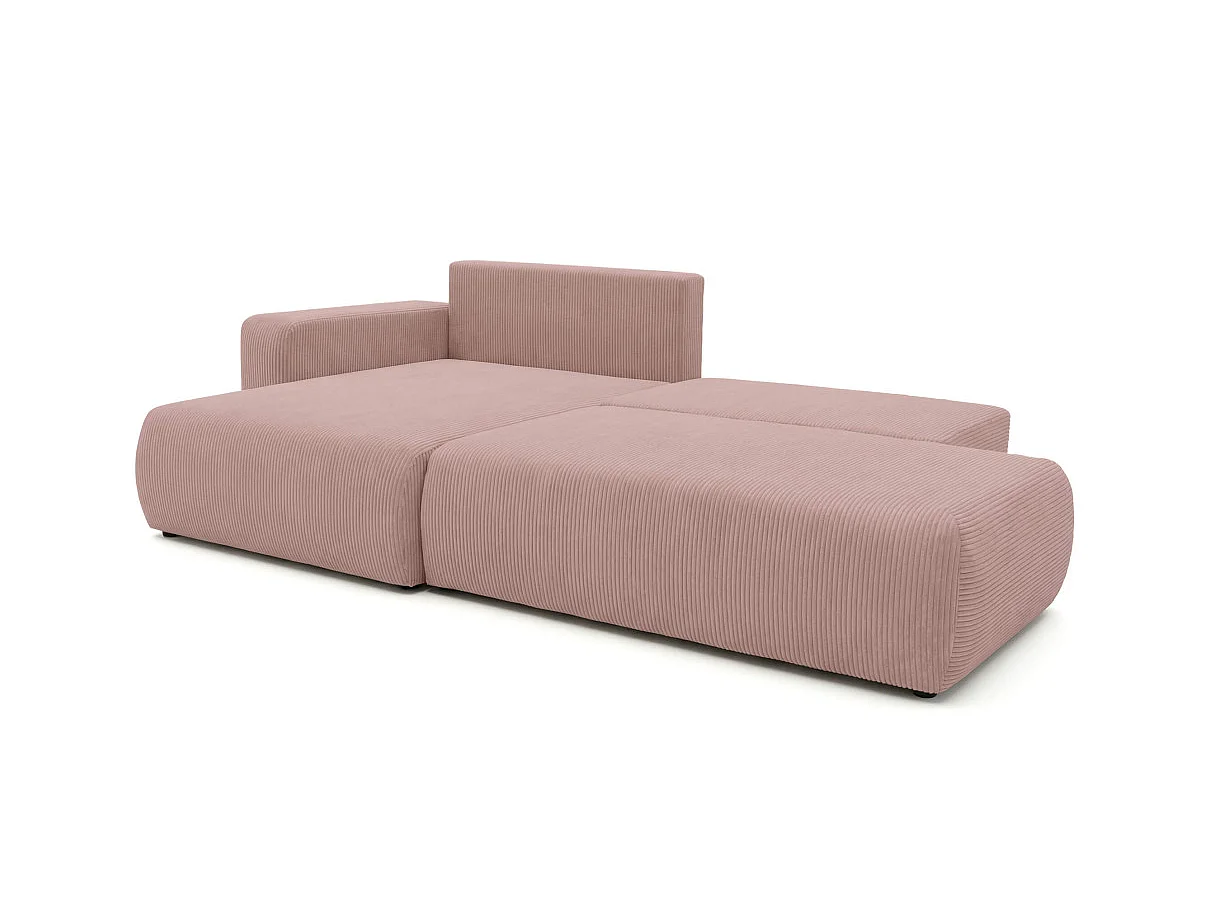 Canapé d'angle ALYA max fixe et convertible en velours côtelé - Rose - gauche
