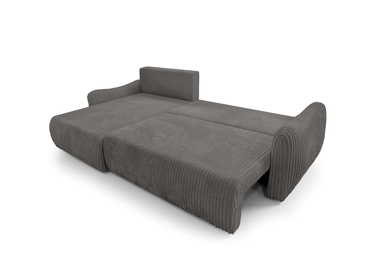 Canapé d'angle APOLINE réversible convertible avec coffre en velours côtelé - Gris anthracite
