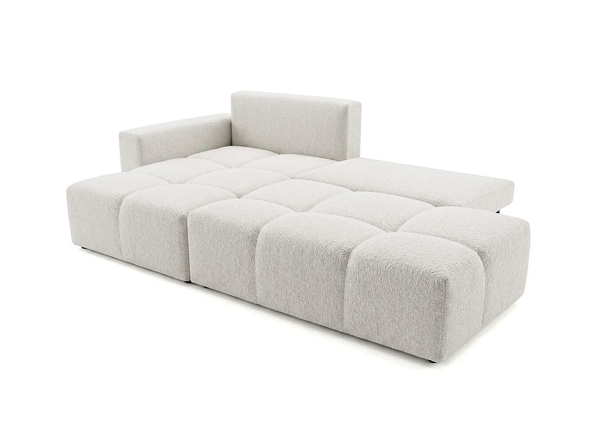 Canapé dangle CELINE convertible avec coffre en tissu bouclette - Gauche - Blanc