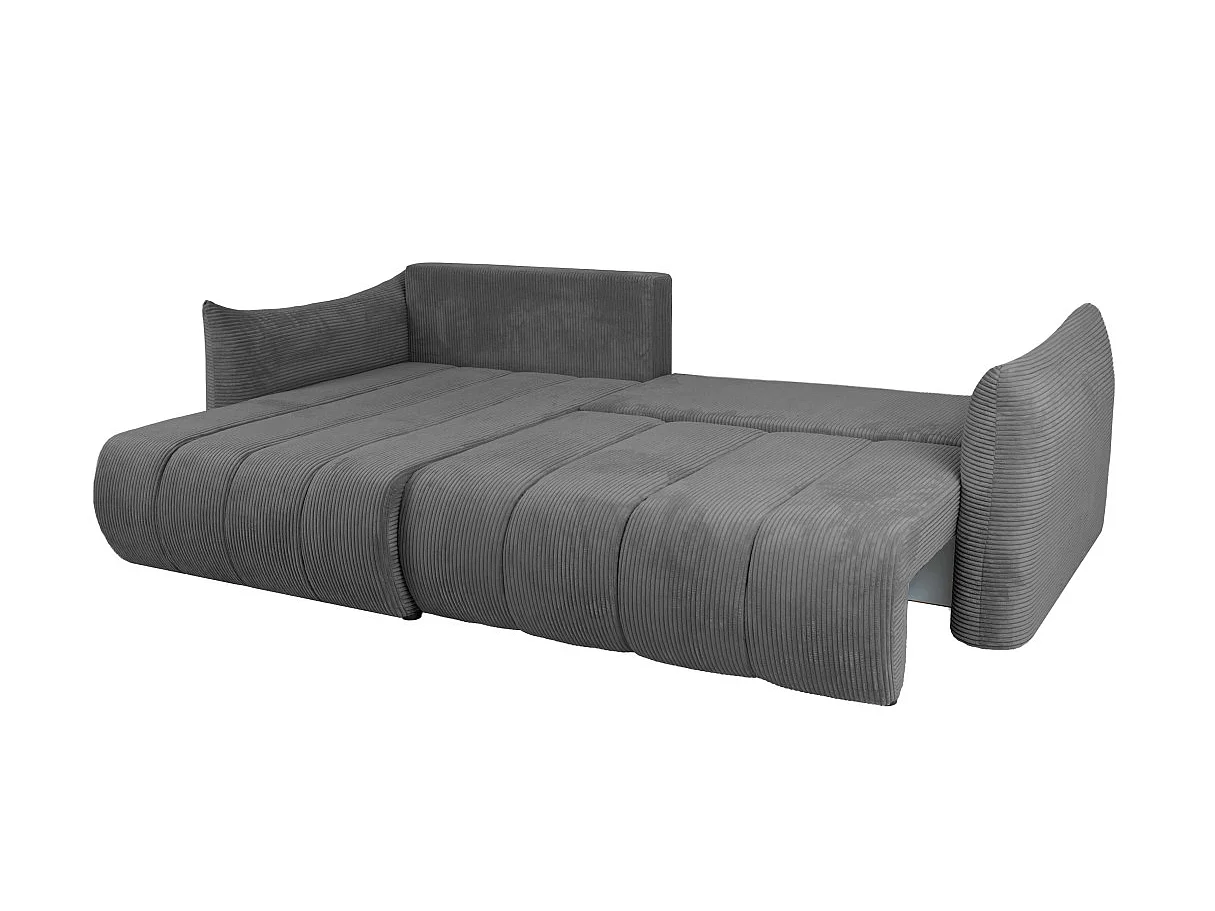 Canapé LYSIA d'angle réversible et convertible 4 places en velours côtelé - Gris anthracite