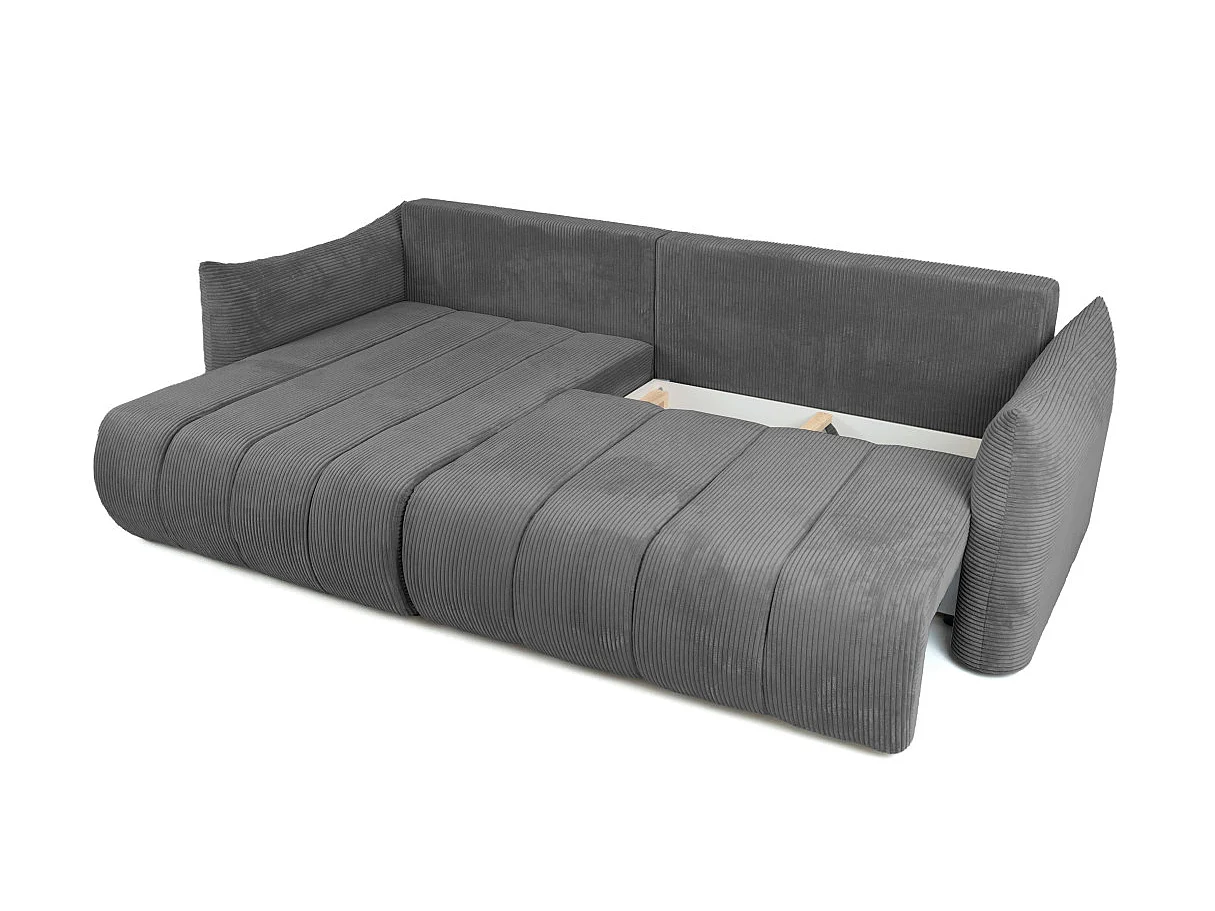 Canapé LYSIA d'angle réversible et convertible 4 places en velours côtelé - Gris anthracite