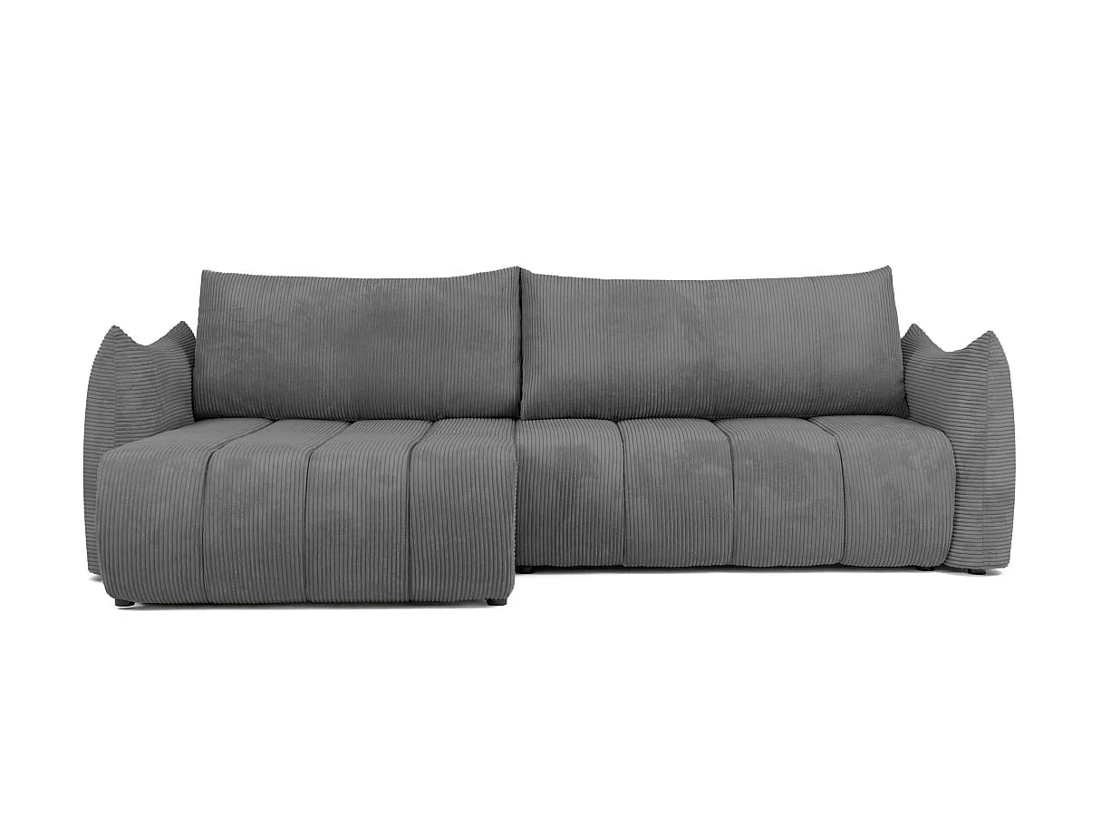 Canapé LYSIA d'angle réversible et convertible 4 places en velours côtelé - Gris anthracite
