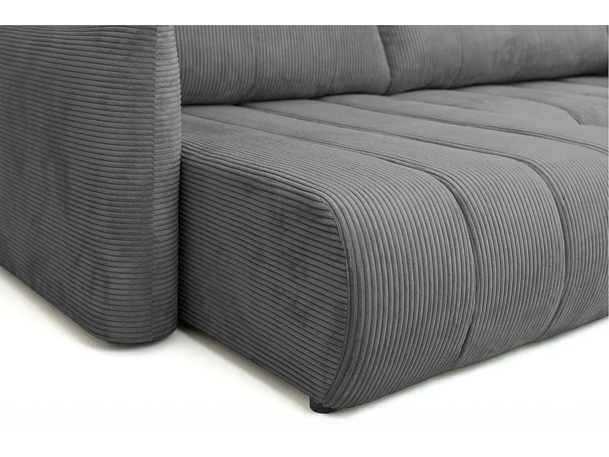 Canapé LYSIA d'angle réversible et convertible 4 places en velours côtelé - Gris anthracite