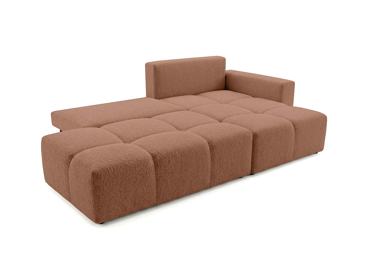 Canapé dangle CELINE convertible avec coffre en tissu bouclette - Droit - Terracotta