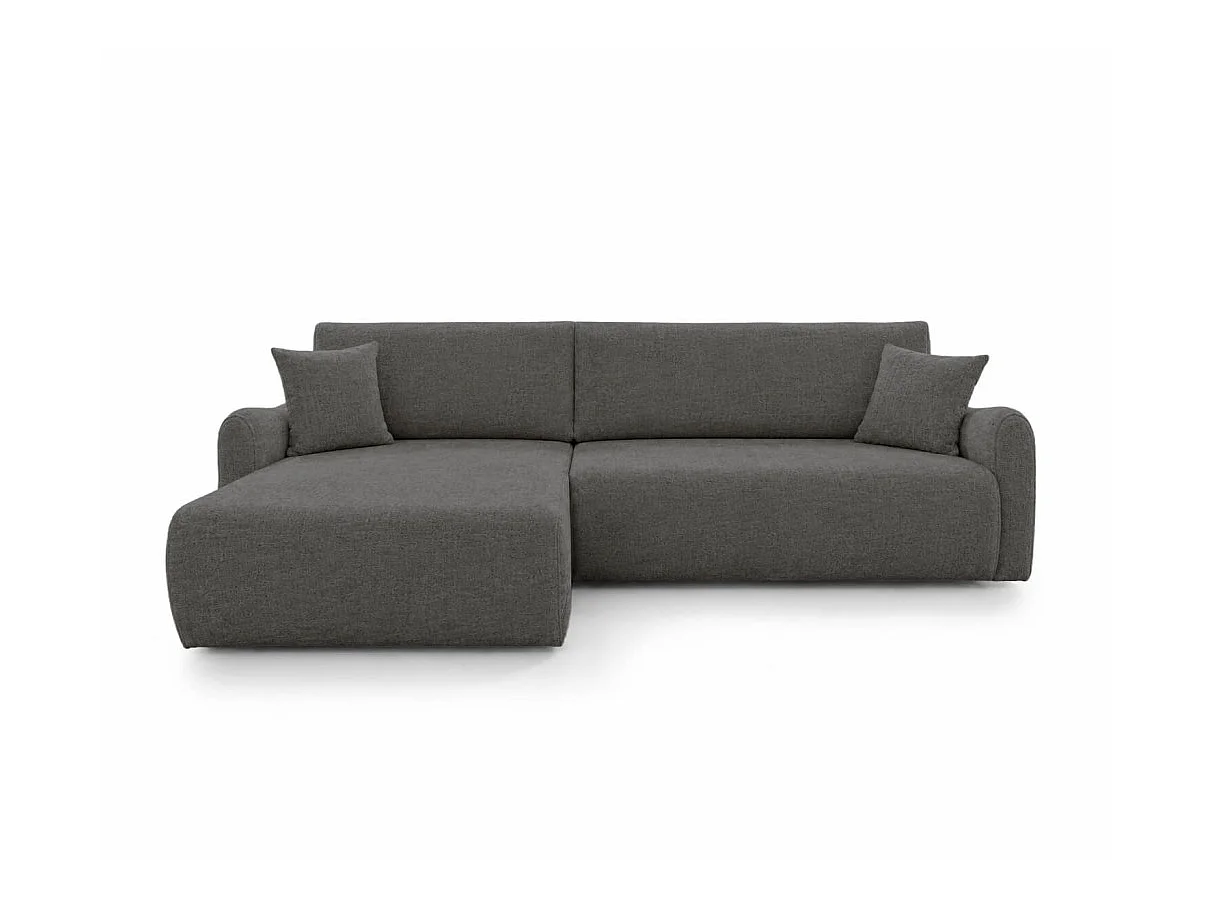 Canapé d'angle réversible APOLINE convertible avec coffre en tissu - Gris anthracite