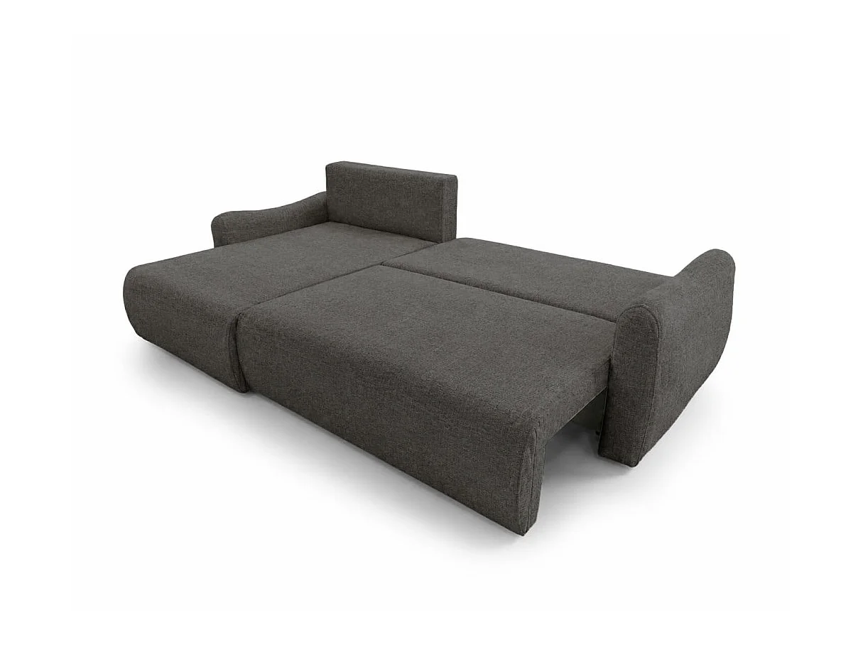 Canapé d'angle réversible APOLINE convertible avec coffre en tissu - Gris anthracite