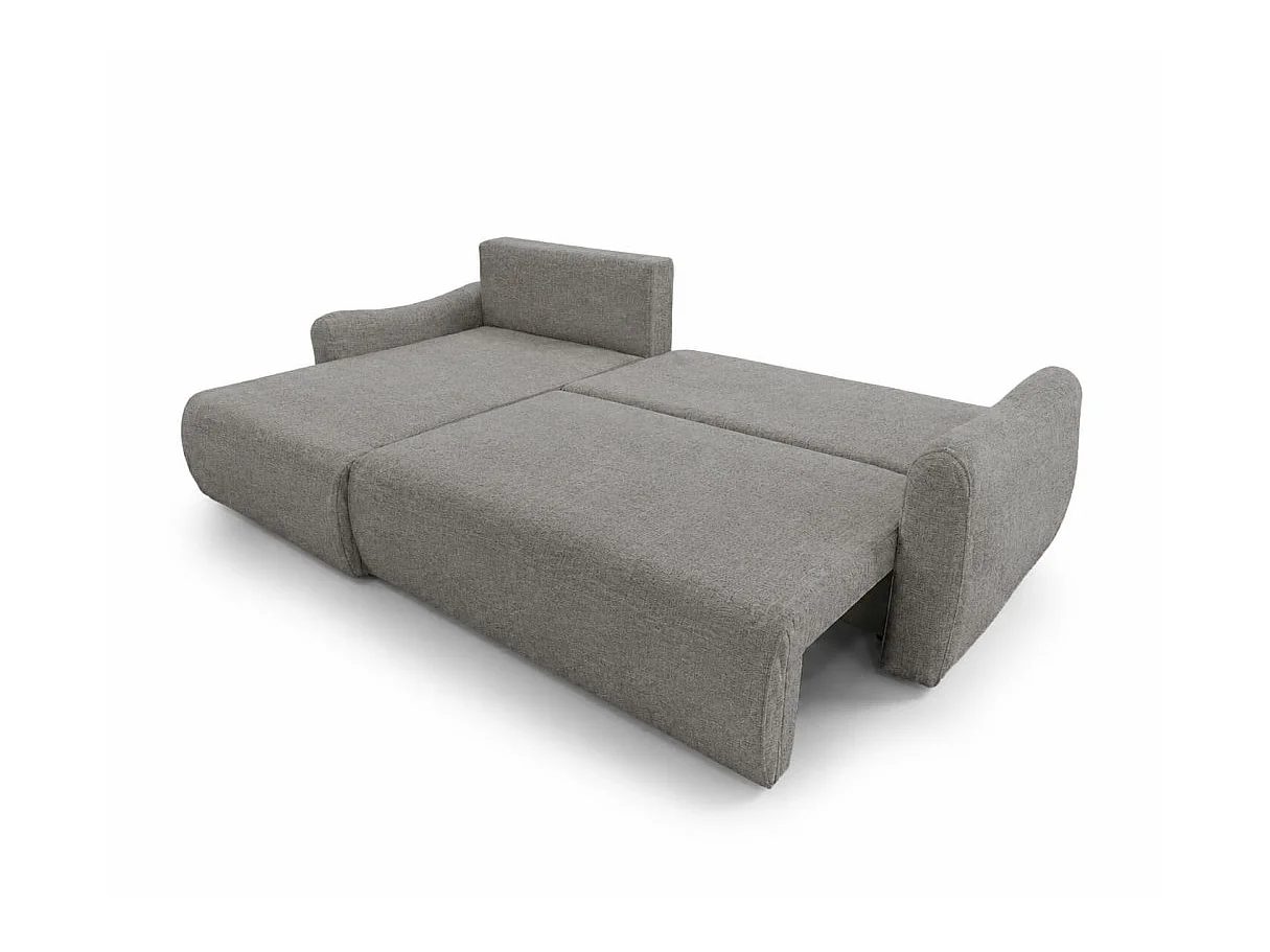Canapé d'angle réversible APOLINE convertible avec coffre en tissu - Gris clair
