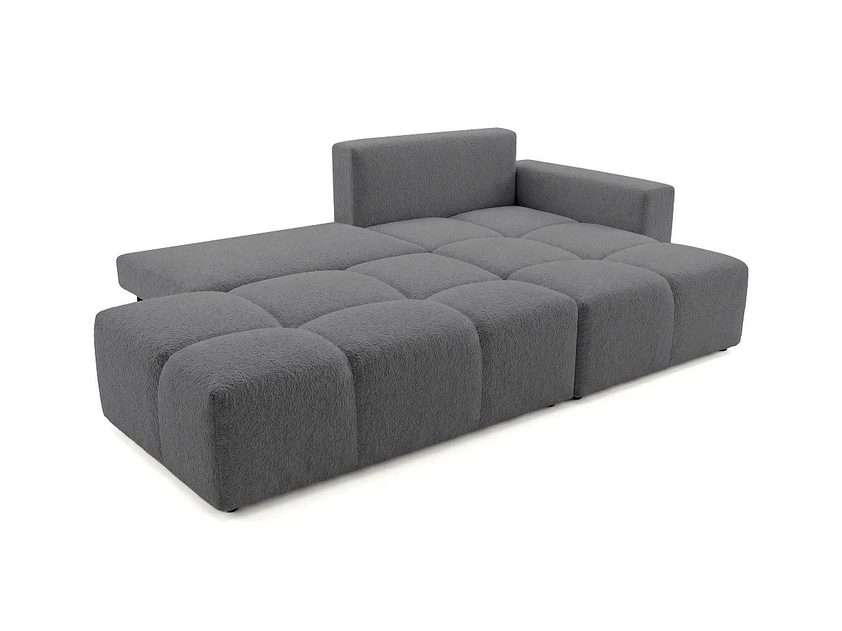 Canapé dangle CELINE convertible avec coffre en tissu bouclette - Droit - Gris anthracite