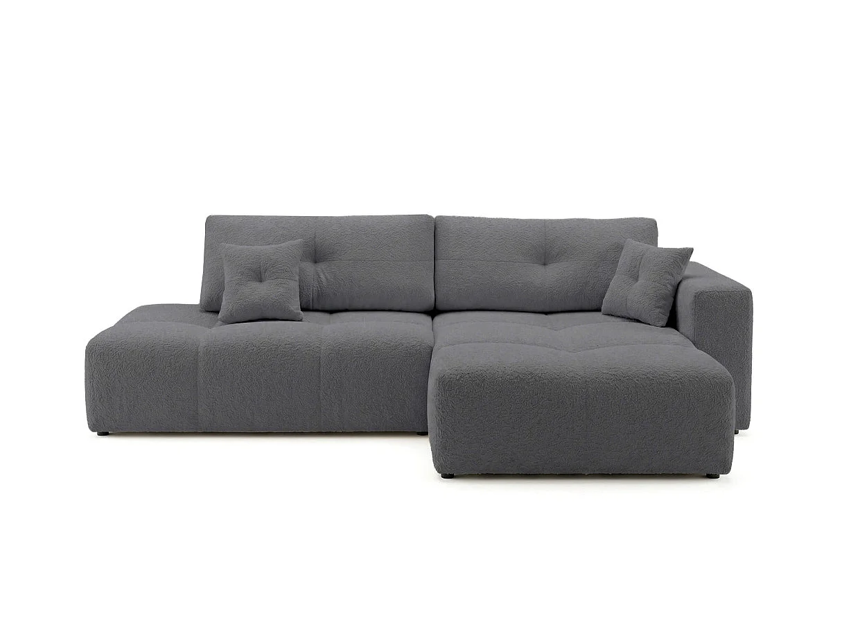 Canapé dangle CELINE convertible avec coffre en tissu bouclette - Droit - Gris anthracite