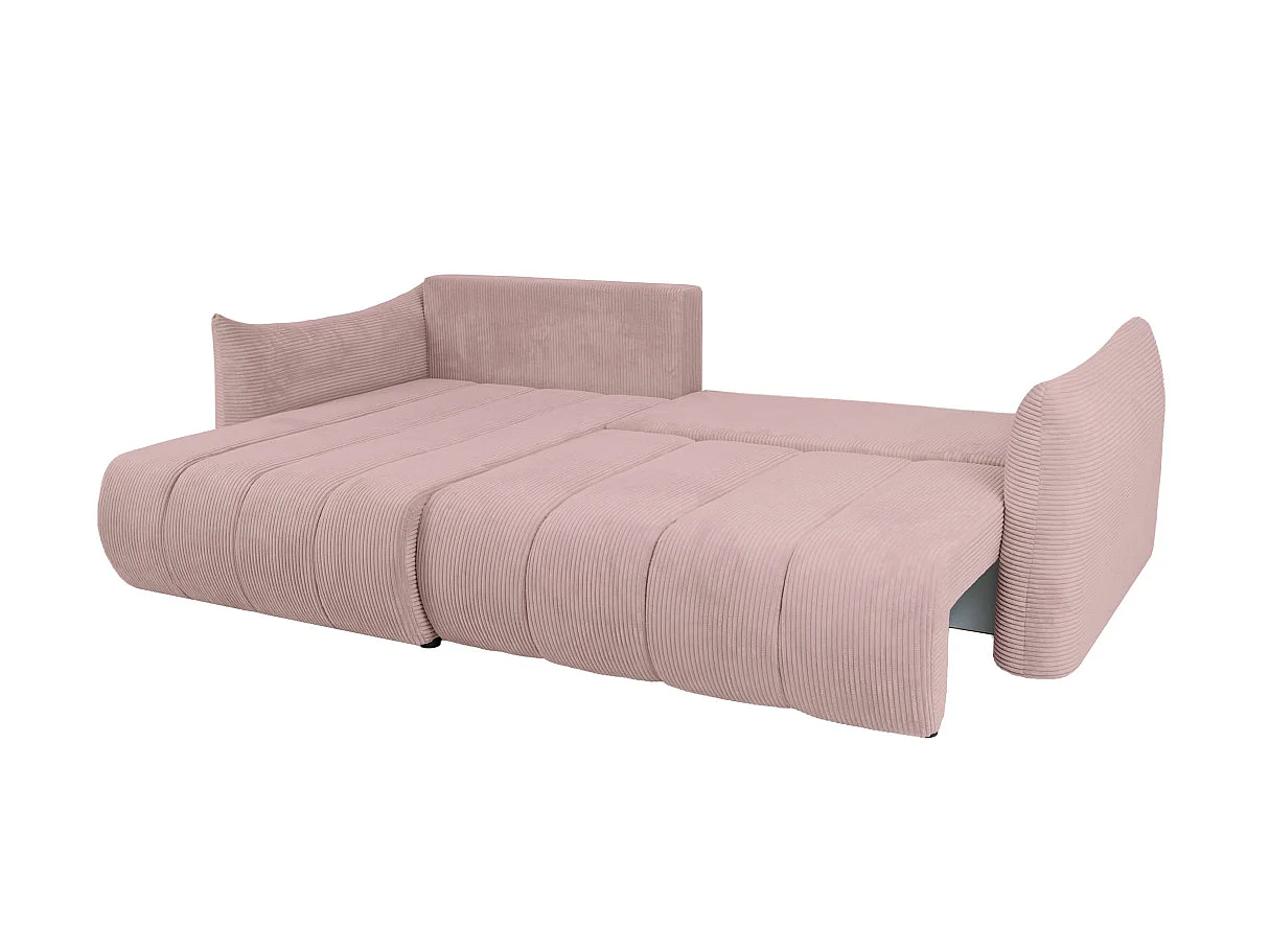 Canapé LYSIA d'angle réversible et convertible 4 places en velours côtelé - Rose