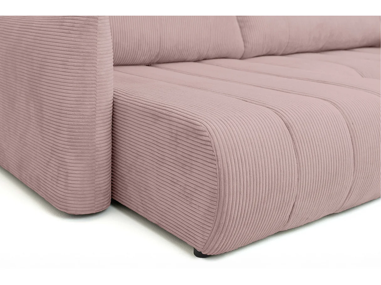 Canapé LYSIA d'angle réversible et convertible 4 places en velours côtelé - Rose
