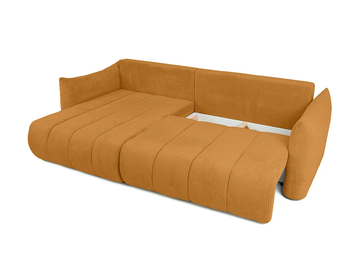 Canapé LYSIA d'angle réversible et convertible 4 places en velours côtelé - Jaune