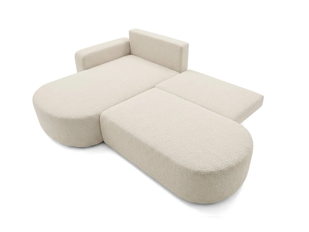 Canapé d'angle KIARA max réversible et convertible en tissu bouclette - Beige - Gauche