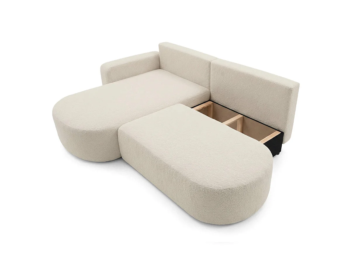 Canapé d'angle KIARA max réversible et convertible en tissu bouclette - Beige - Gauche