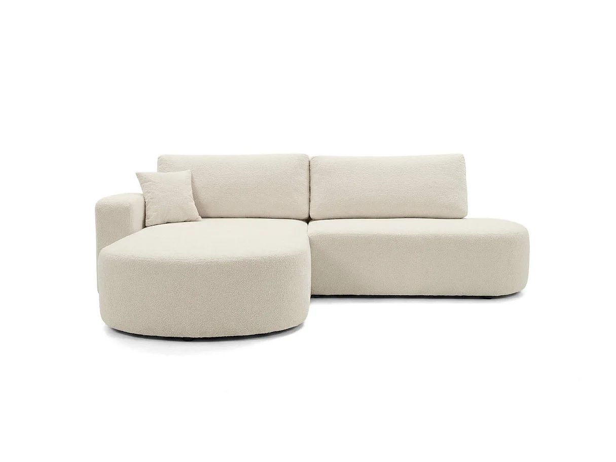 Canapé d'angle KIARA max réversible et convertible en tissu bouclette - Beige - Gauche