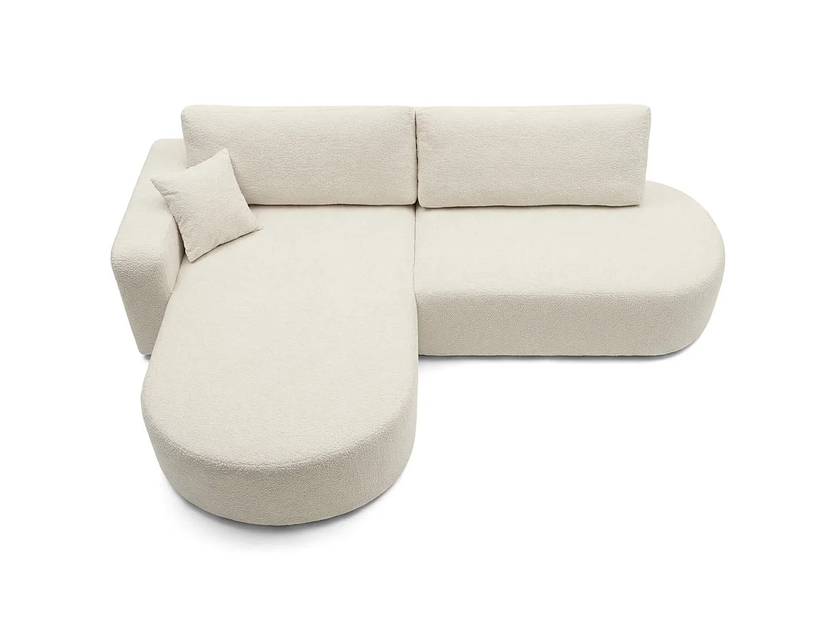 Canapé d'angle KIARA max réversible et convertible en tissu bouclette - Beige - Gauche