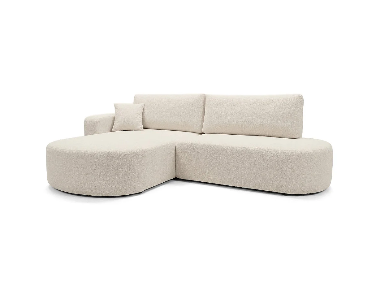 Canapé d'angle KIARA max réversible et convertible en tissu bouclette - Beige - Gauche