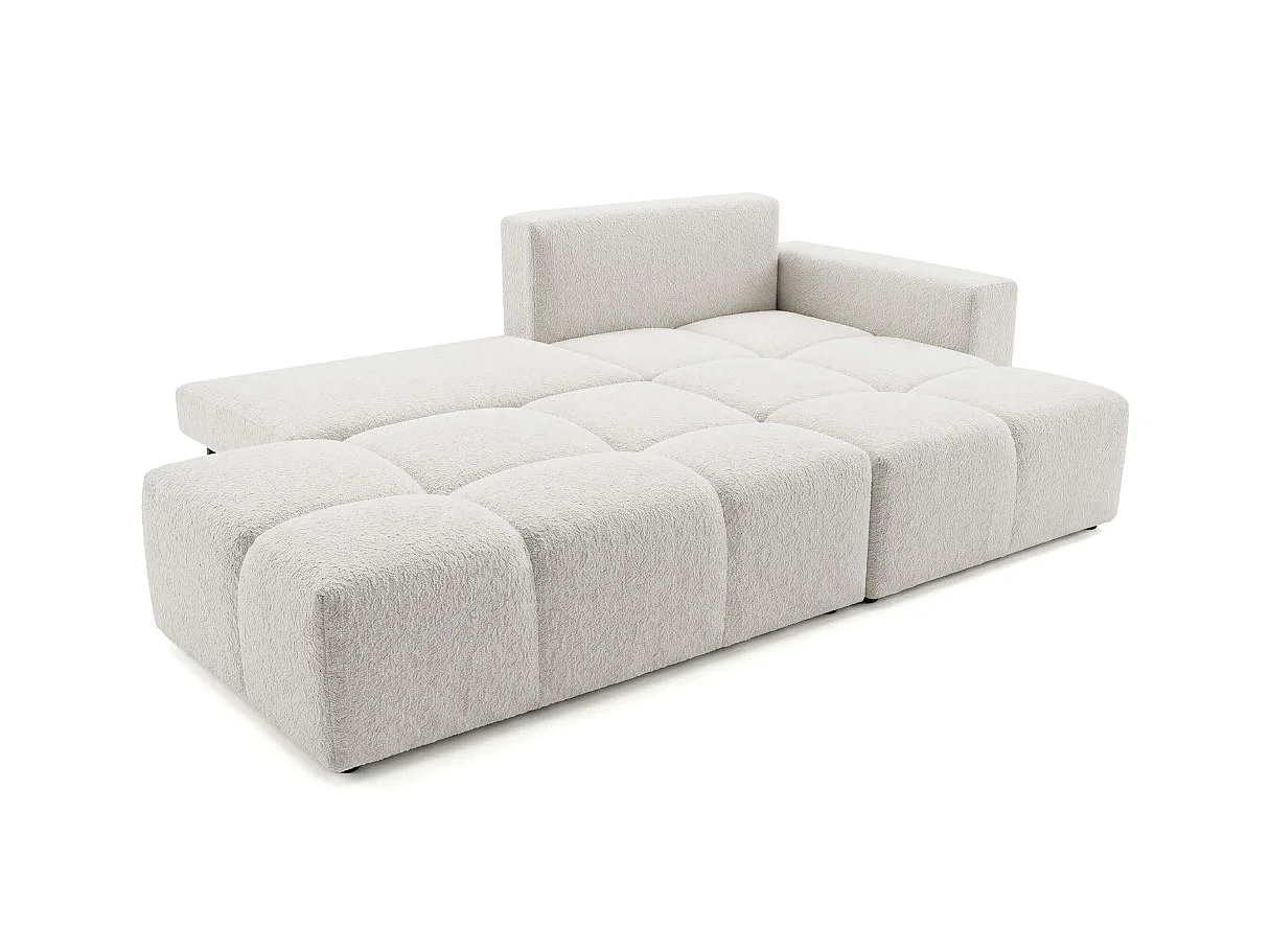Canapé dangle CELINE convertible avec coffre en tissu bouclette - Droit - Blanc